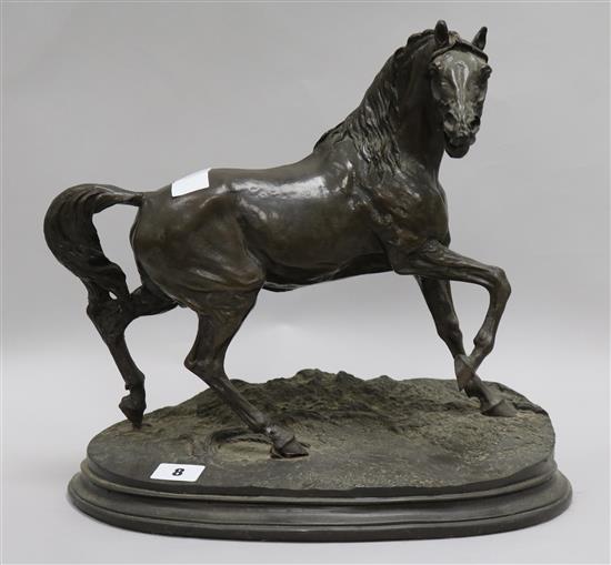 After Mene. A bronzed resin model of a horse, height 32cm